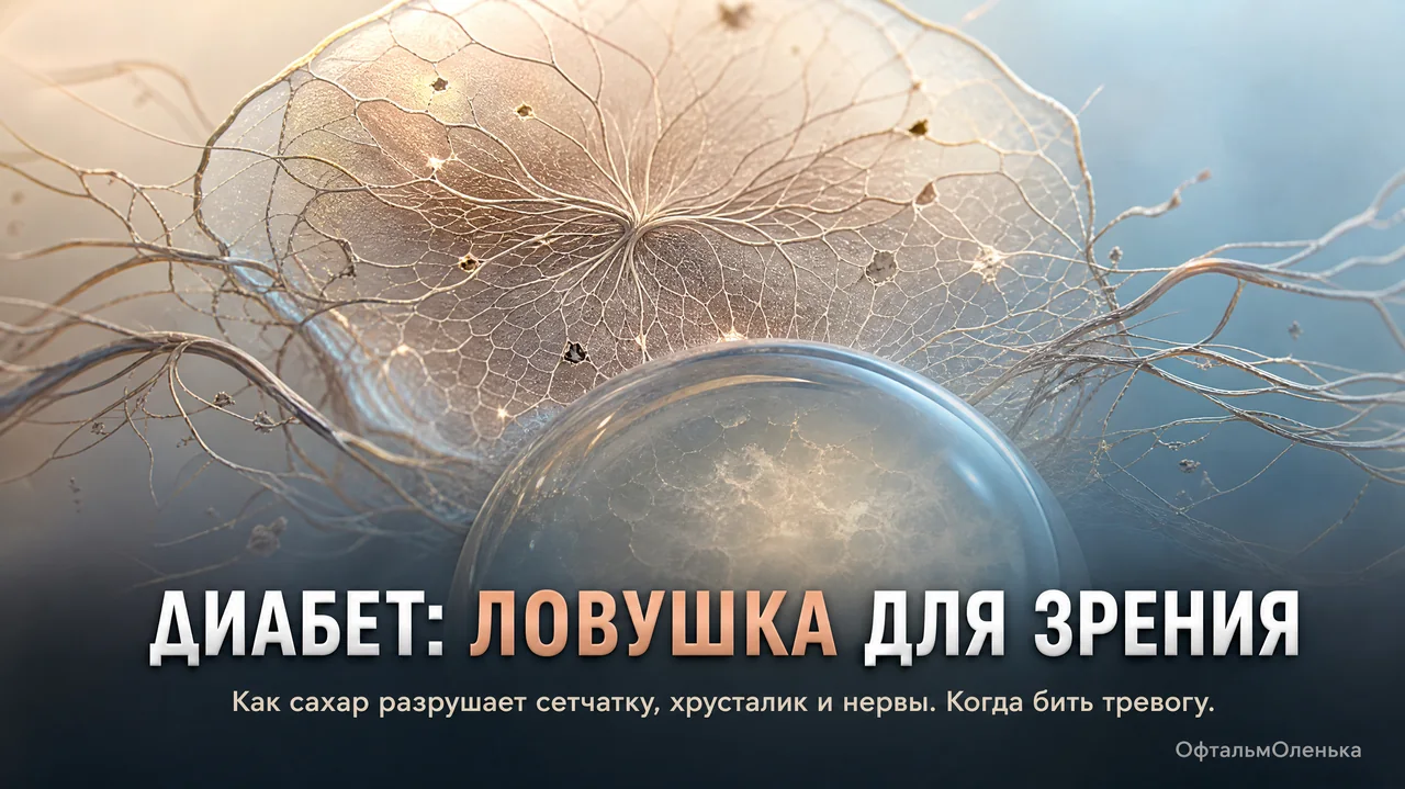 Диабет и зрение: как связаны сетчатка, хрусталик и нервы глаза