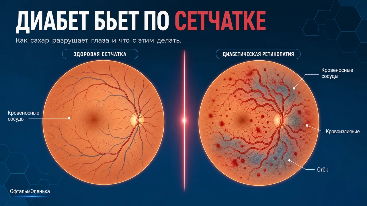 Диабетическая ретинопатия: почему диабет бьёт по сетчатке и что с этим делать