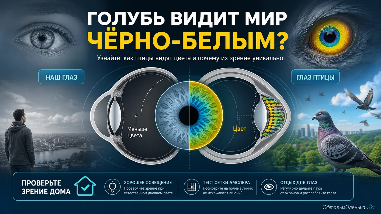 Голубь видит мир чёрно-белым? Что известно о зрении птиц