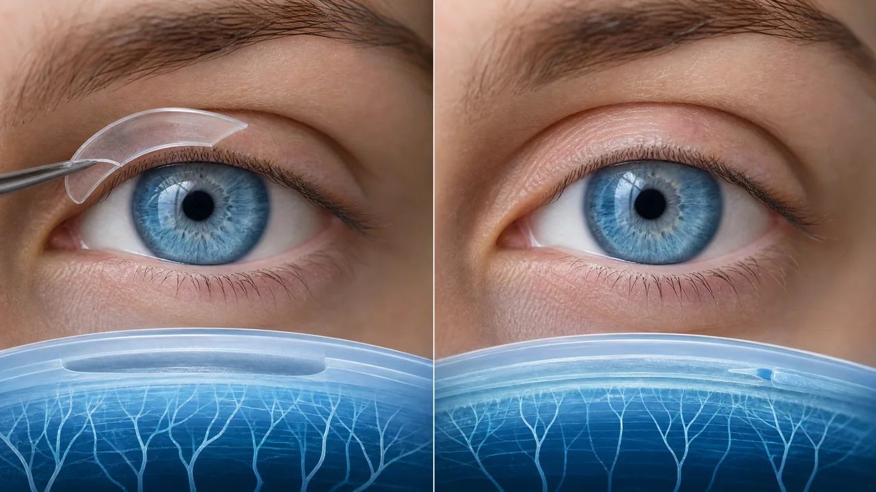Сравнение методов коррекции зрения SMILE и LASIK: акцент на размере разреза и воздействии на роговицу.