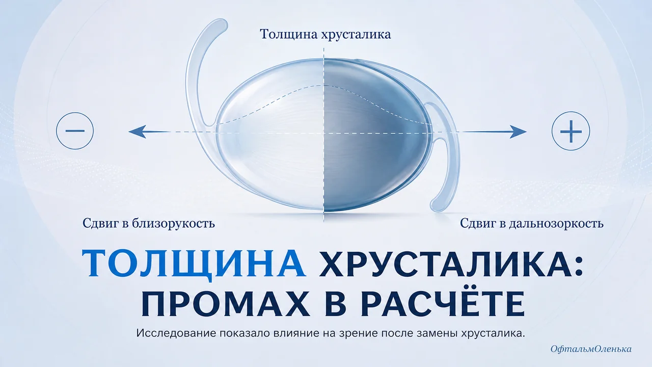 Толщина хрусталика и промах в расчёте линзы: что показало исследование на 431 глазу