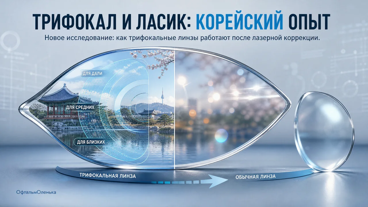 Трифокальная линза после лазерной коррекции зрения: что показало исследование в Корее
