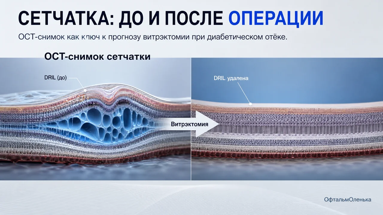 Витрэктомия при упорном диабетическом отёке: что показал снимок сетчатки до операции